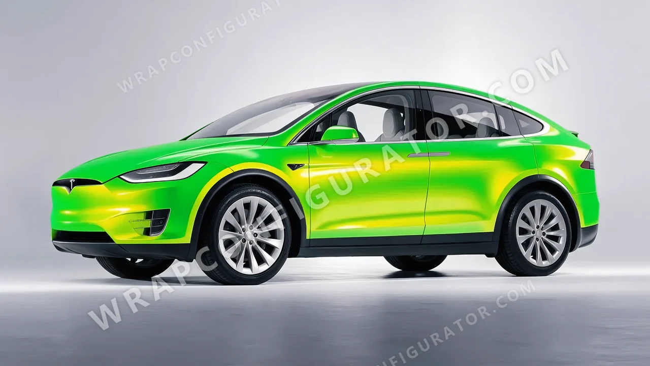 Green Tesla Model X 2017 wrapped in Colourshield PPF by HyperPro Green GSF02-P