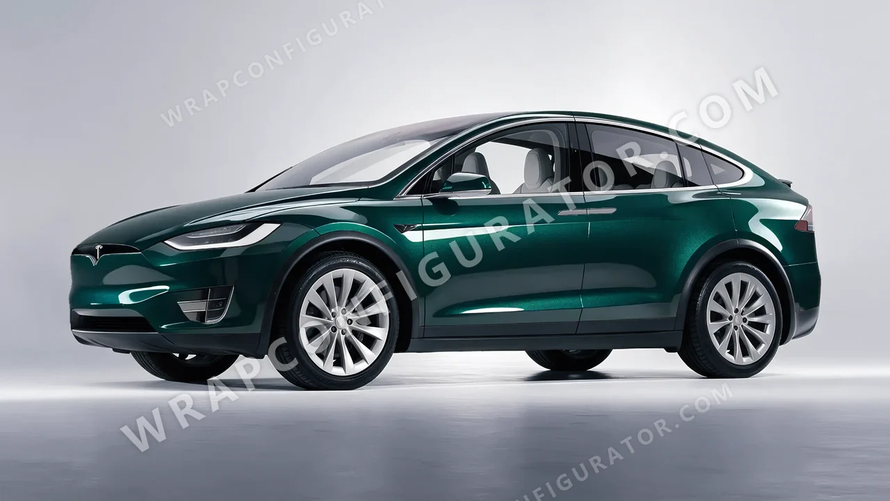 Green Tesla Model X 2017 wrapped in Colourshield PPF by HyperPro Green HGM59-P