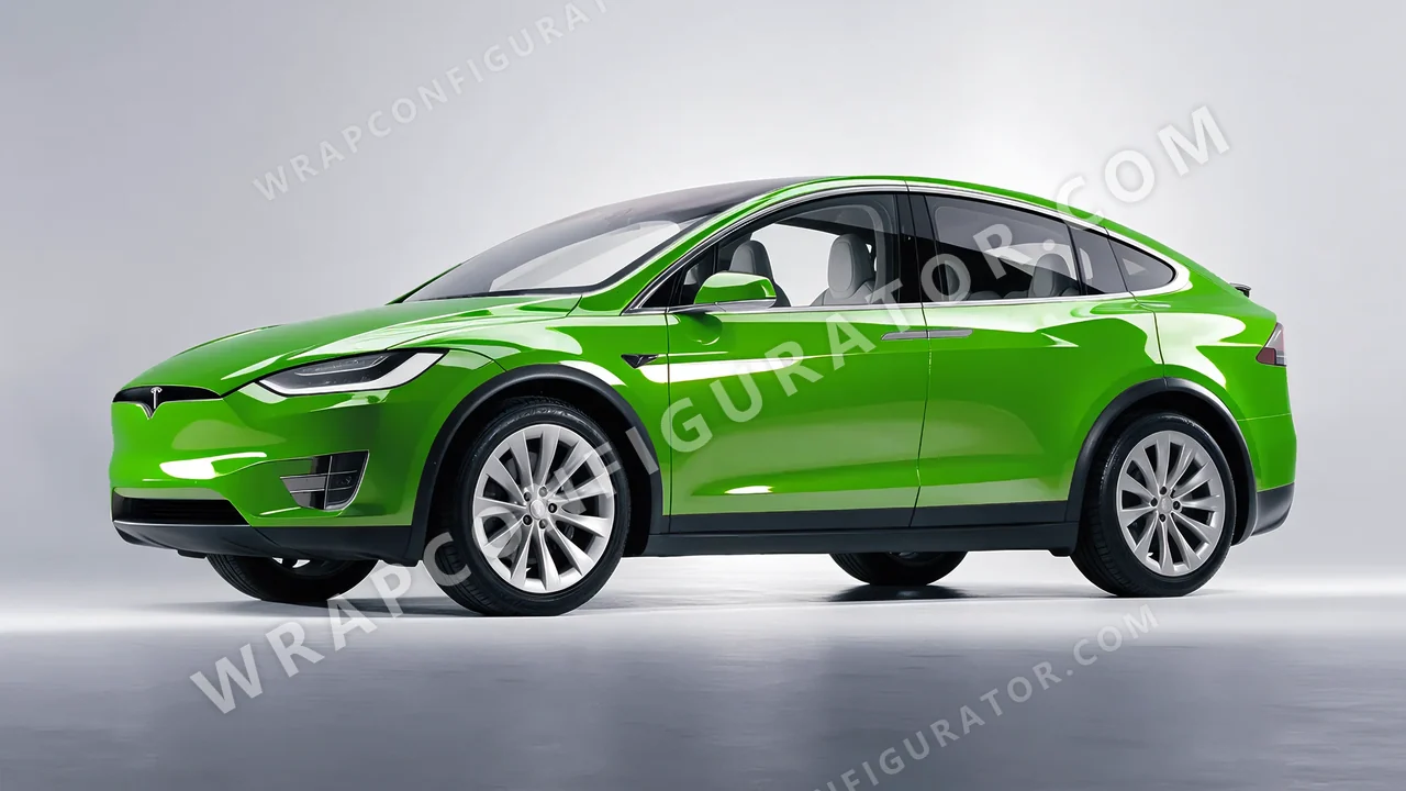 Green Tesla Model X 2017 wrapped in Colourshield PPF by HyperPro Kelly Green HGF30-P