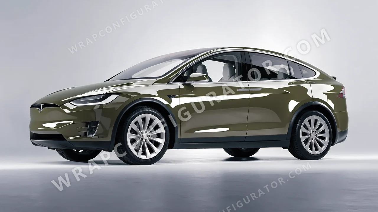 Green Tesla Model X 2017 wrapped in Colourshield PPF by HyperPro Laurel Green HGF28-P