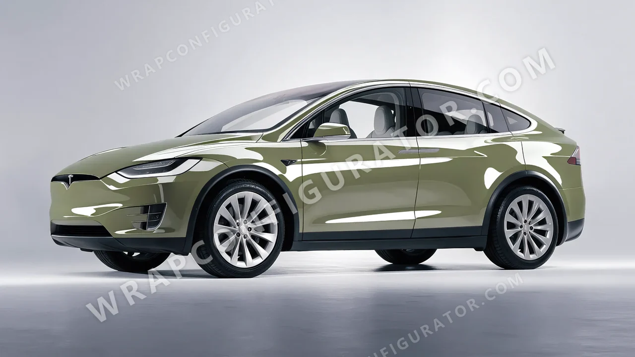 Green Tesla Model X 2017 wrapped in Colourshield PPF by HyperPro Light Green HGF19-P