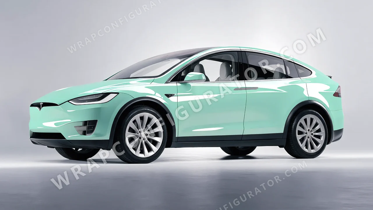 Green Tesla Model X 2017 wrapped in Colourshield PPF by HyperPro Mint Green HGF80-P