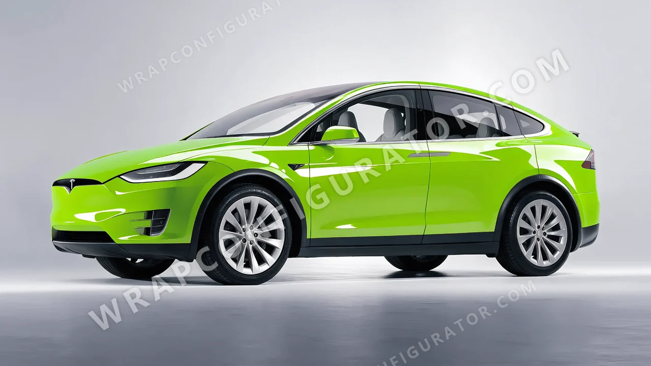 Green Tesla Model X 2017 wrapped in Colourshield PPF by HyperPro Neon Green HGF76-P