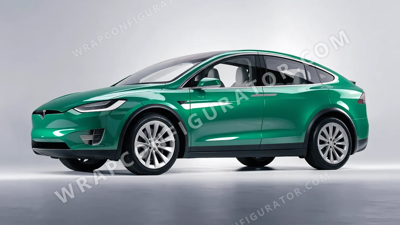 Green Tesla Model X 2017 wrapped in Colourshield PPF by HyperPro Sea Green HGF79-P