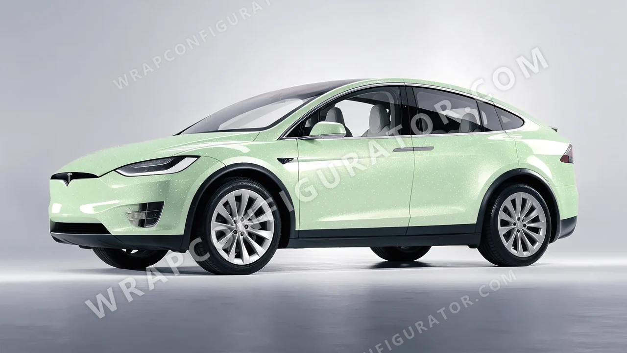Green Tesla Model X 2017 wrapped in Colourshield PPF by HyperPro Spring Green GPF08-P