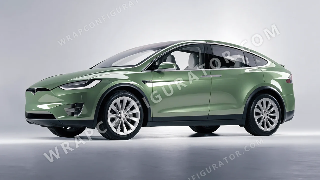Green Tesla Model X 2017 wrapped in Colourshield PPF by HyperPro Spring Green HGM69-P
