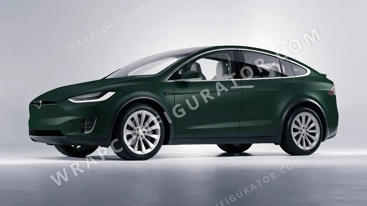 Green Tesla Model X 2017 wrapped in KPMF Frozen Emerald Matt K75577