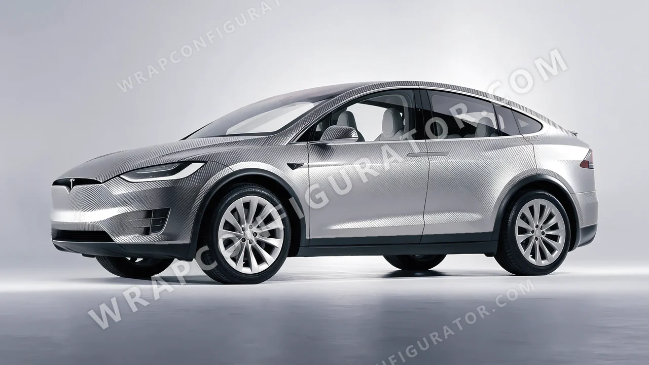 Grey Tesla Model X 2017 wrapped in 3M Carbon Fiber Anthracite CFS201