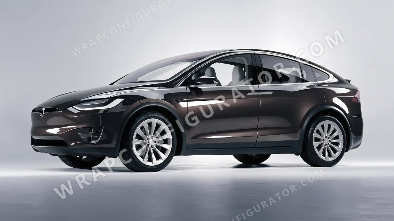 Grey Tesla Model X 2017 wrapped in 3M Gloss Charcoal Metallic G211