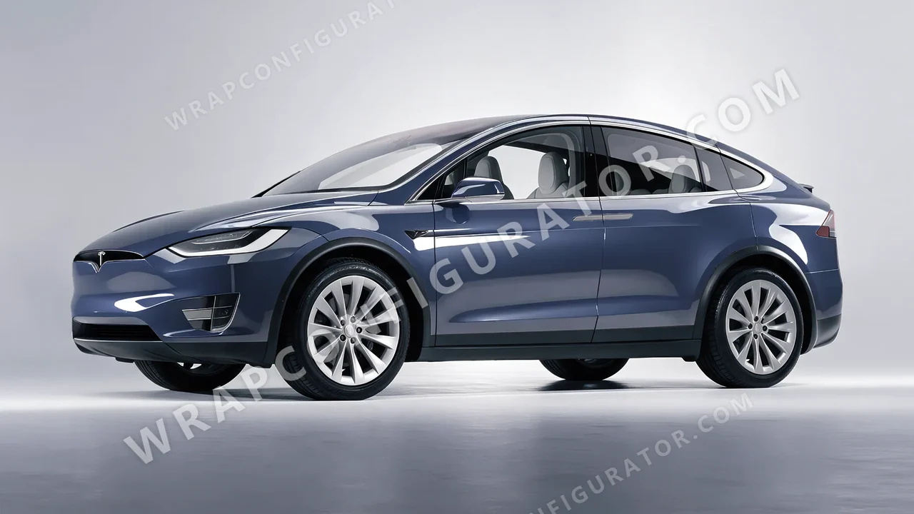 Grey Tesla Model X 2017 wrapped in 3M Gloss Glacier Gray GP291