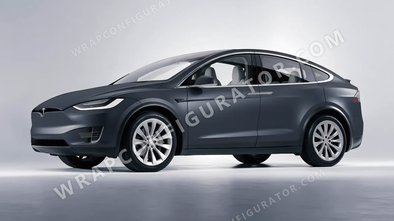 Grey Tesla Model X 2017 wrapped in 3M Matte Dark Gray M261