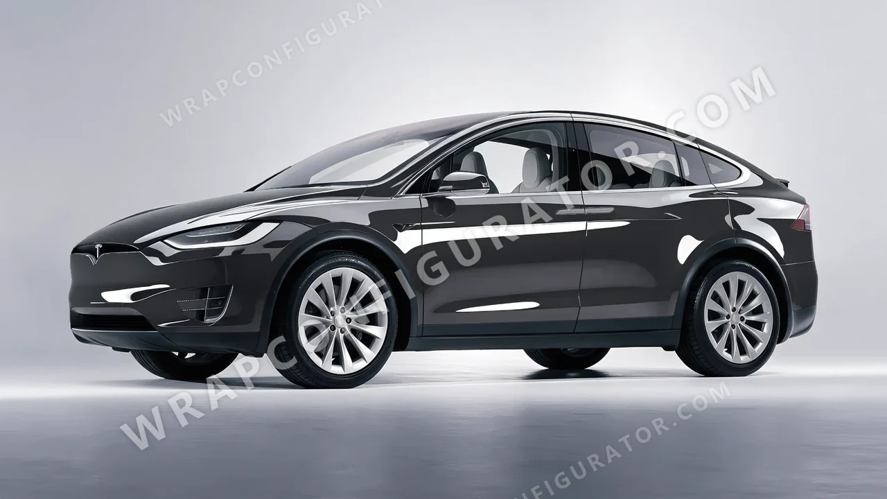 Grey Tesla Model X 2017 wrapped in 3M Meteor Gray HG81