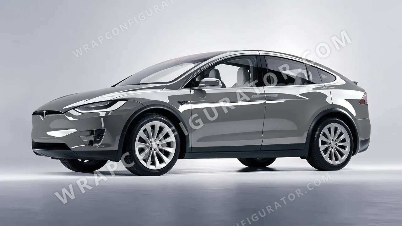 Grey Tesla Model X 2017 wrapped in 3M Nardo Gray HG61