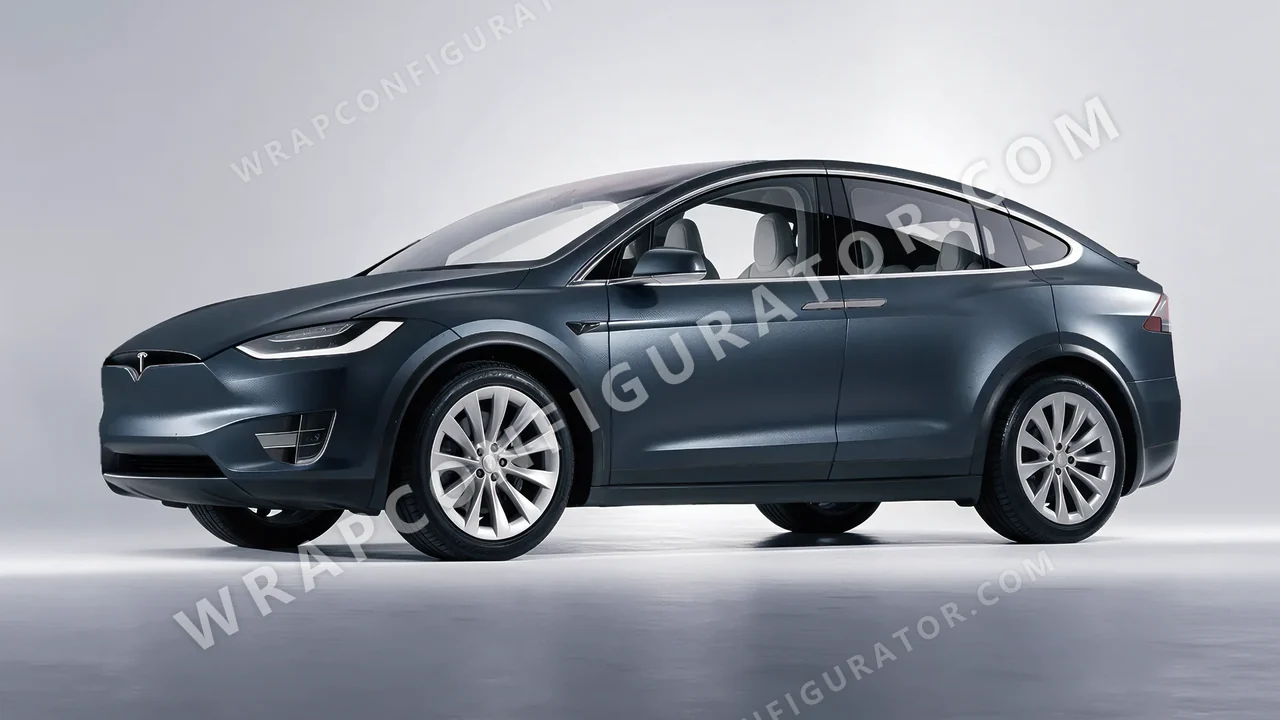 Grey Tesla Model X 2017 wrapped in Avery Dennison Anthracite SW900-858-M