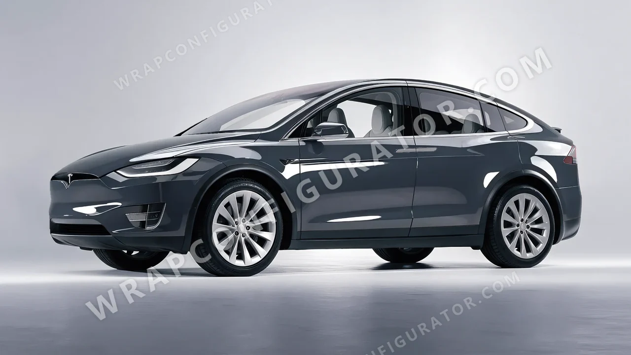 Grey Tesla Model X 2017 wrapped in Avery Dennison Dark Grey SW900-865-O