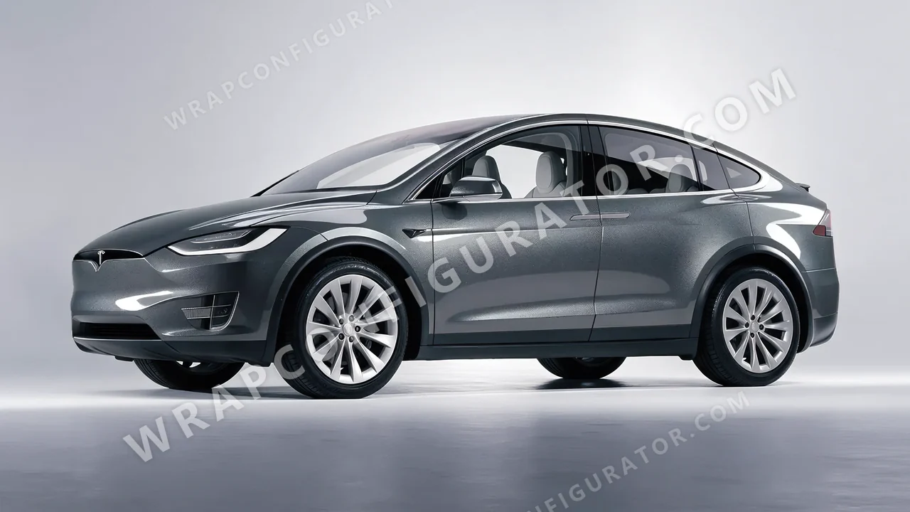 Grey Tesla Model X 2017 wrapped in Avery Dennison Grey SW900-807-M