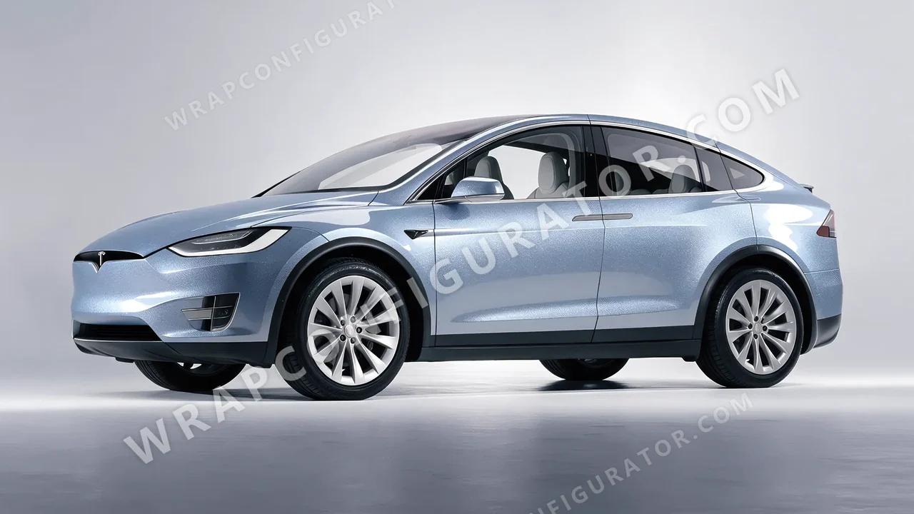 Grey Tesla Model X 2017 wrapped in Avery Dennison Quick Silver SW900-816-M