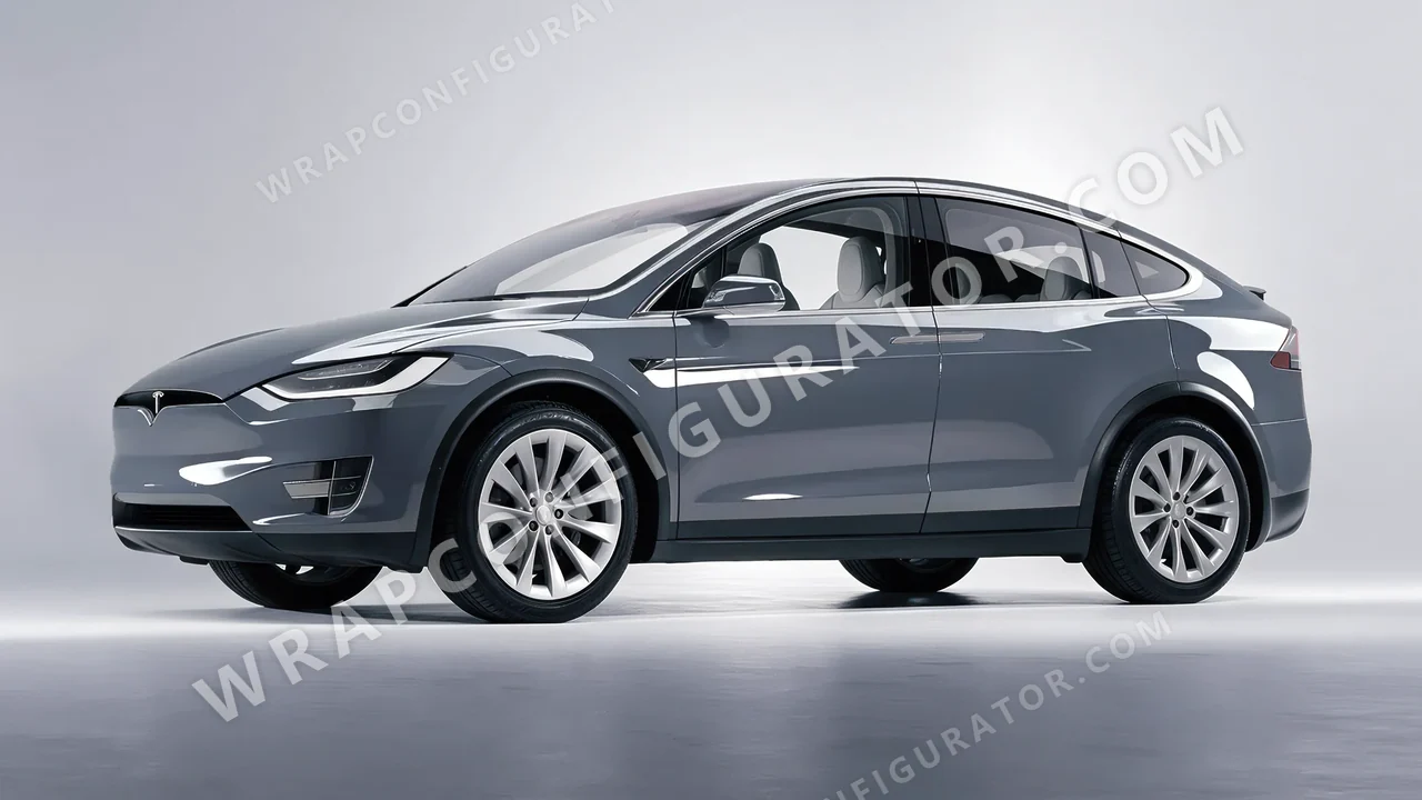 Grey Tesla Model X 2017 wrapped in Avery Dennison Rock Grey SW900-821-O