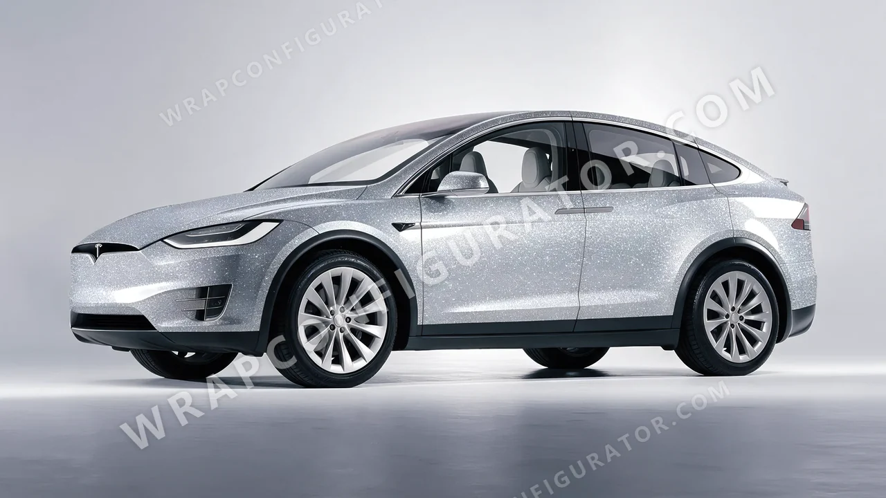 Grey Tesla Model X 2017 wrapped in Avery Dennison Silver SW900-878-D