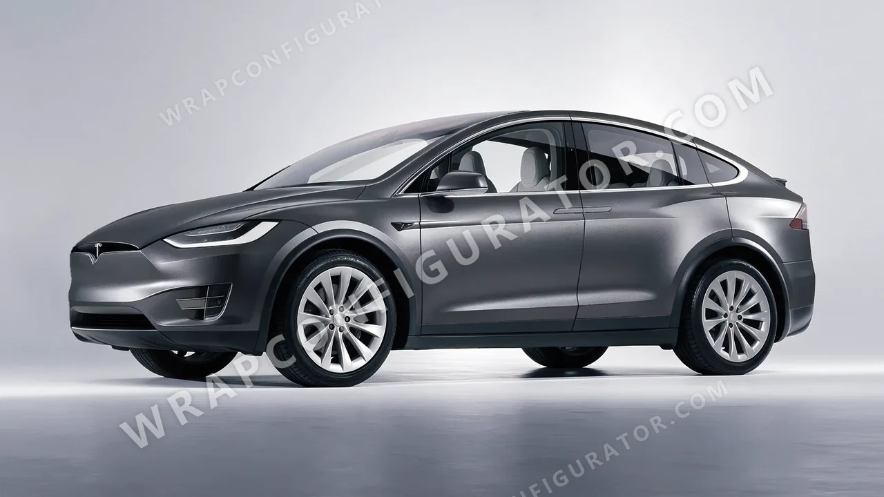Grey Tesla Model X 2017 wrapped in Avery Dennison Spy Grey SW900-828-M