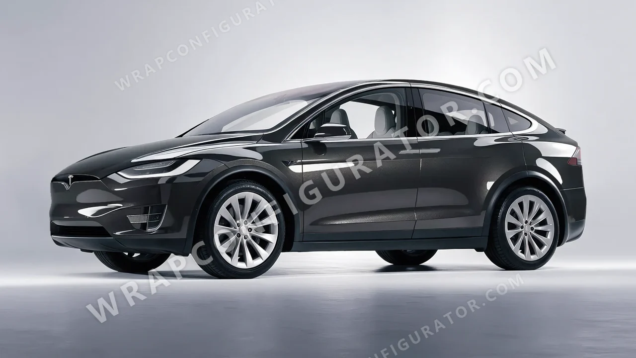 Grey Tesla Model X 2017 wrapped in Colourshield PPF by HyperPro Dark Gray HGM70-P