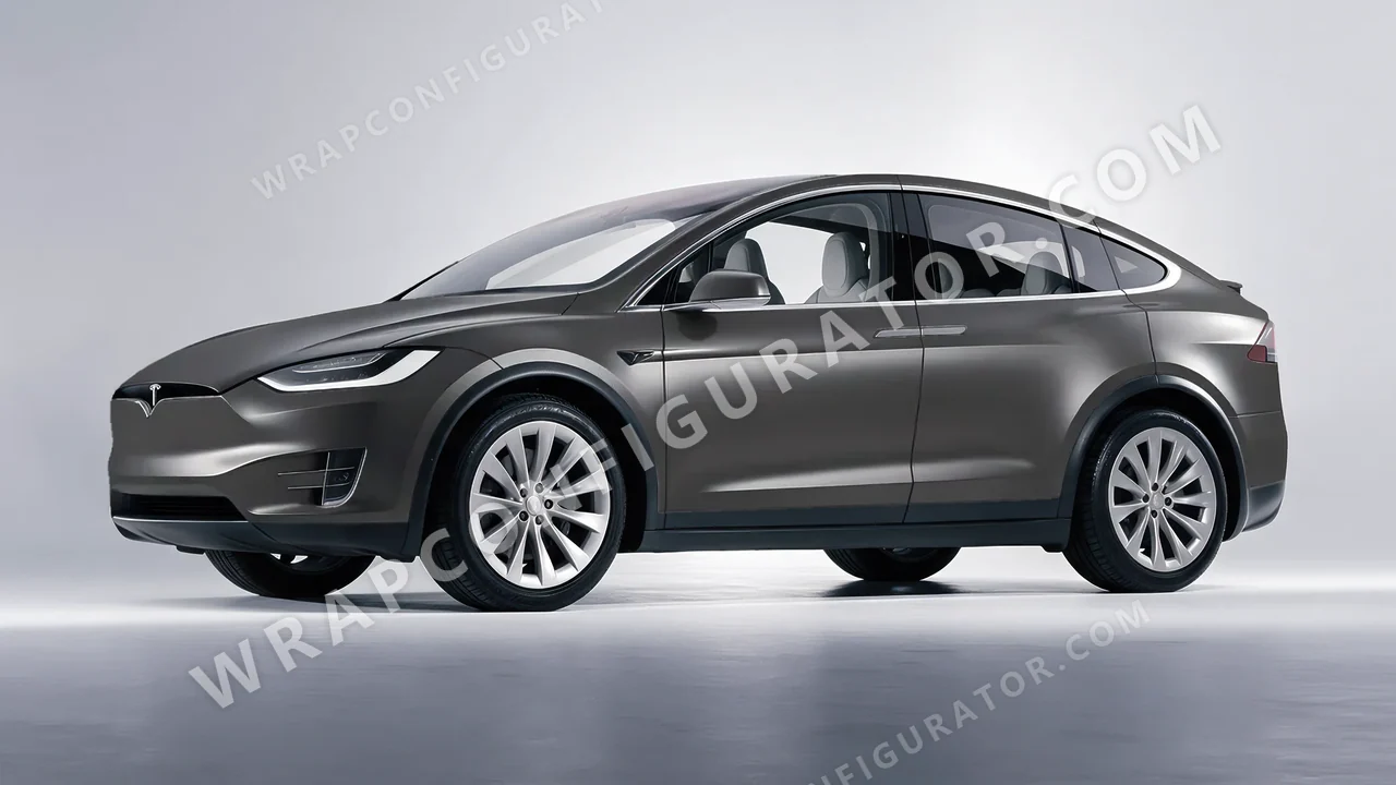 Grey Tesla Model X 2017 wrapped in Colourshield PPF by HyperPro Ink Gray SMF49-P