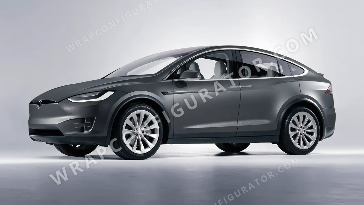 Grey Tesla Model X 2017 wrapped in Colourshield PPF by HyperPro Space Gray MF09-P