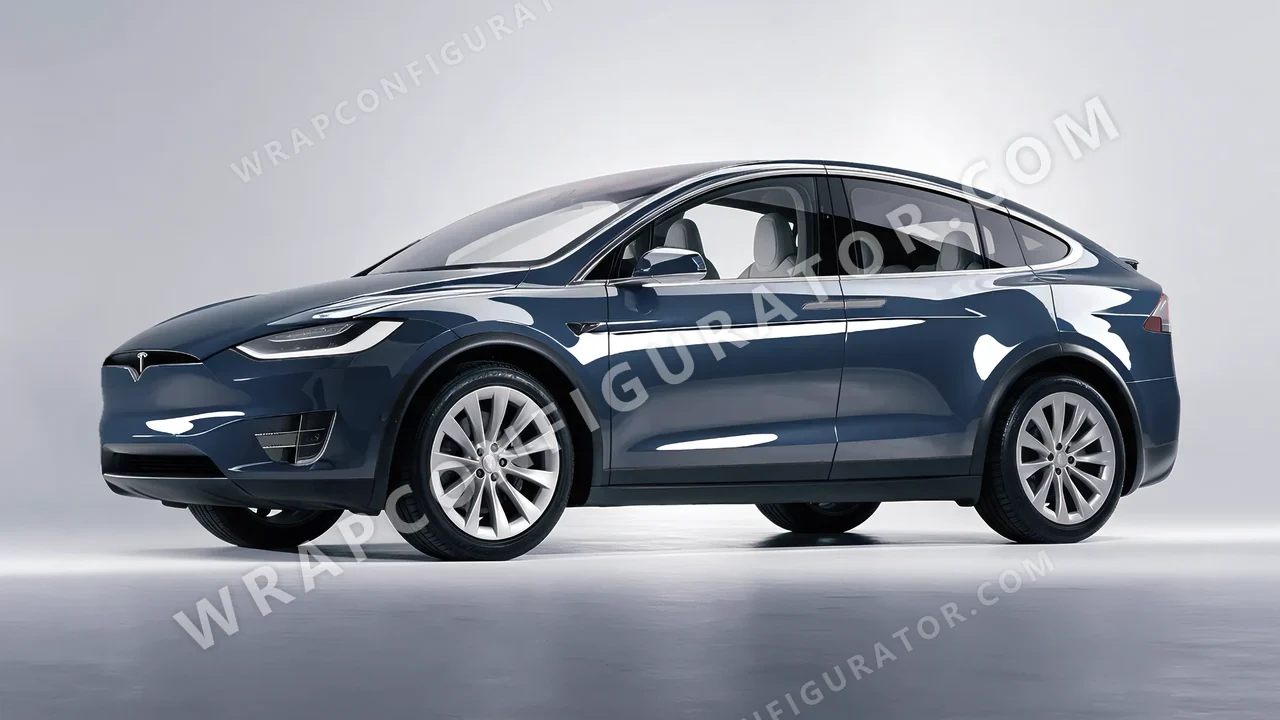 Grey Tesla Model X 2017 wrapped in Inozetek Dynamic PPF Blue Graphite Grey DPPF927