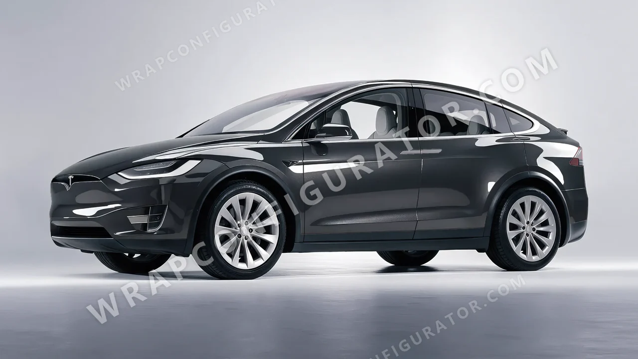 Grey Tesla Model X 2017 wrapped in Inozetek Dynamic PPF Charcoal DPPF926