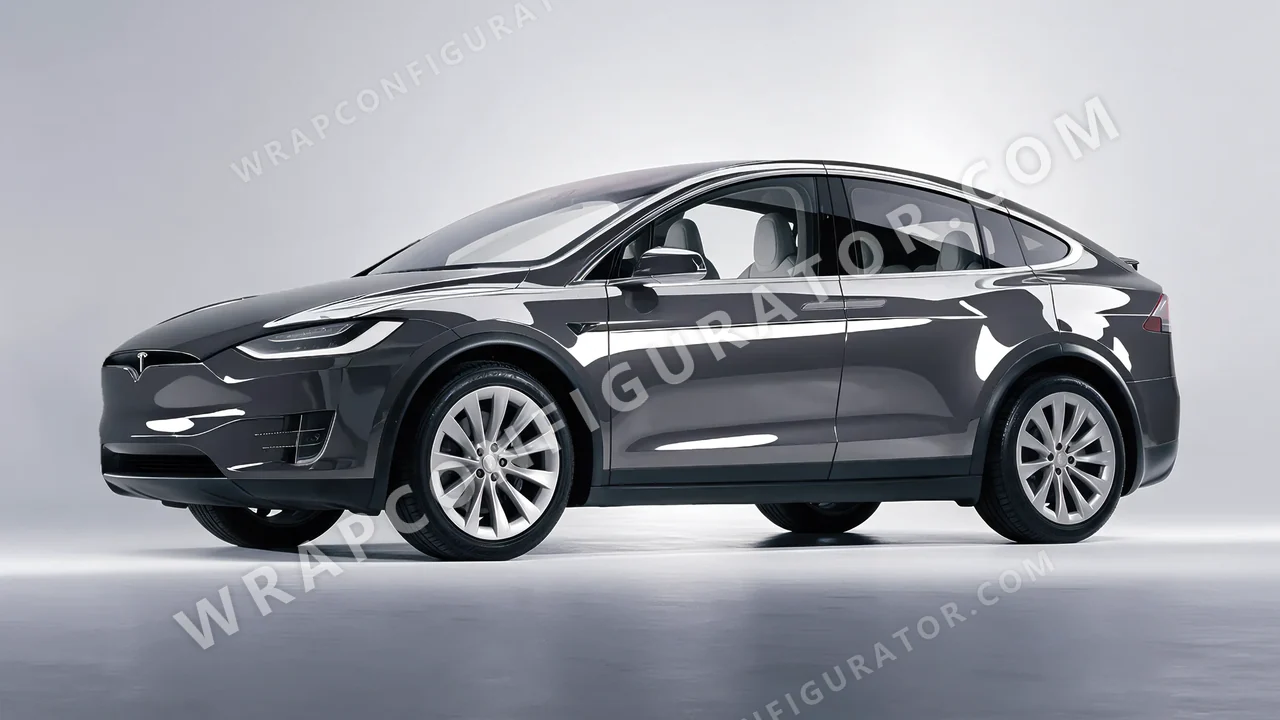 Grey Tesla Model X 2017 wrapped in Inozetek Dynamic PPF Falcon Grey DPPF905