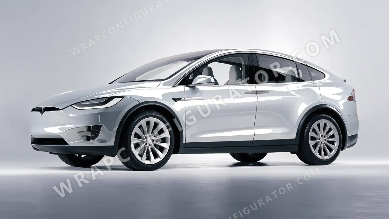 Grey Tesla Model X 2017 wrapped in Inozetek Dynamic PPF GT Silver DPPF709