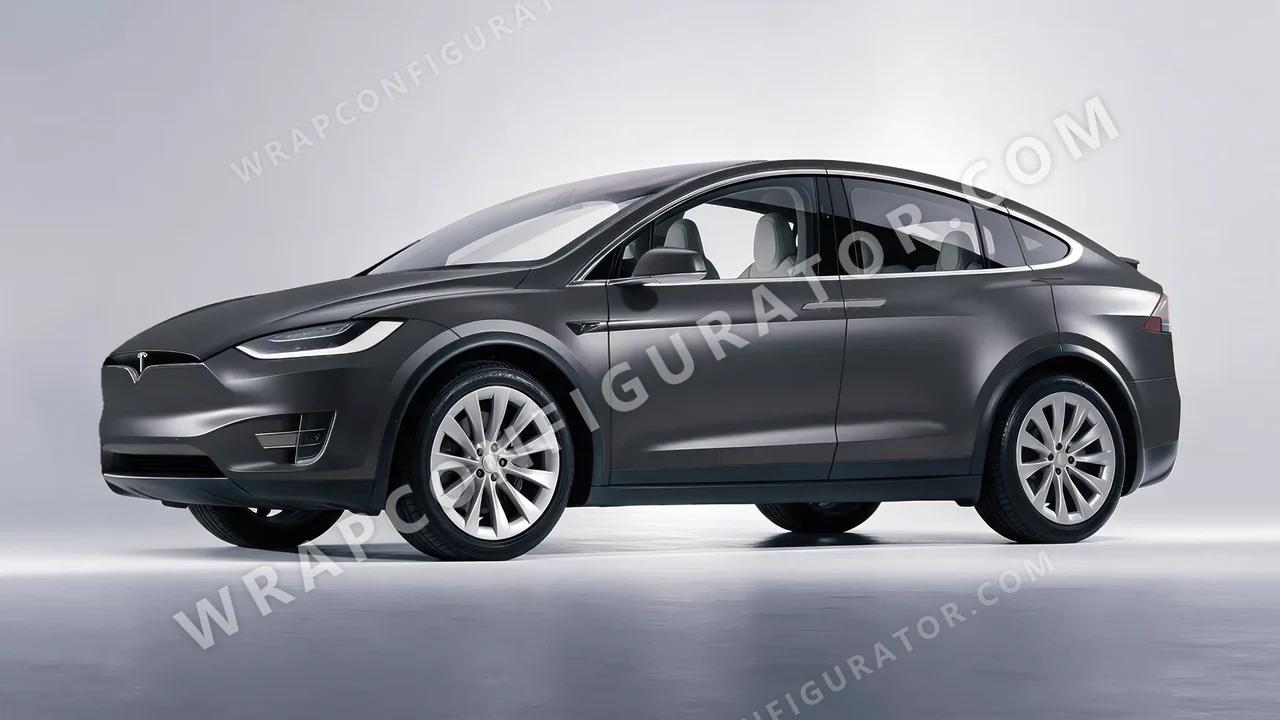 Grey Tesla Model X 2017 wrapped in Inozetek Dynamic PPF Rock Grey DPPF802