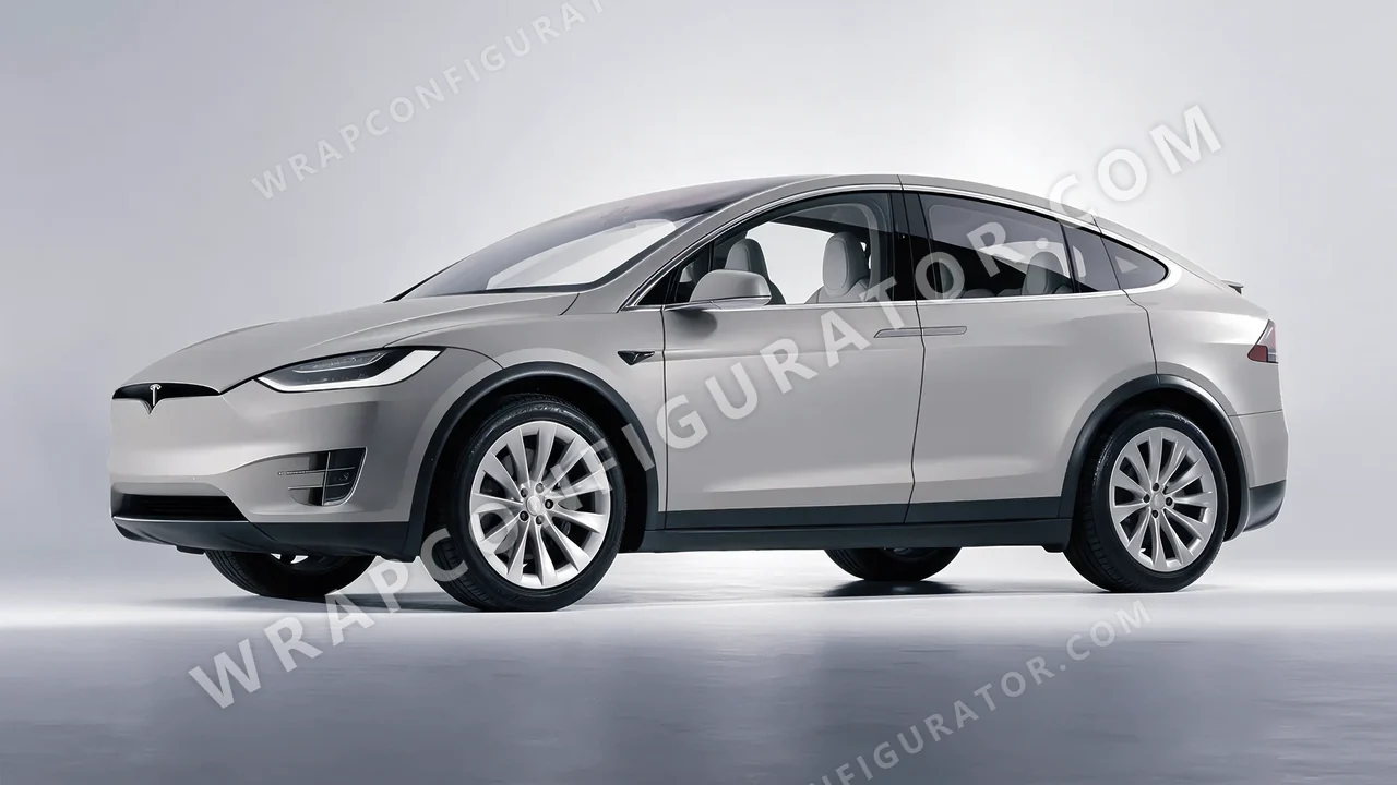 Grey Tesla Model X 2017 wrapped in Inozetek Dynamic PPF Shark Grey DPPF818