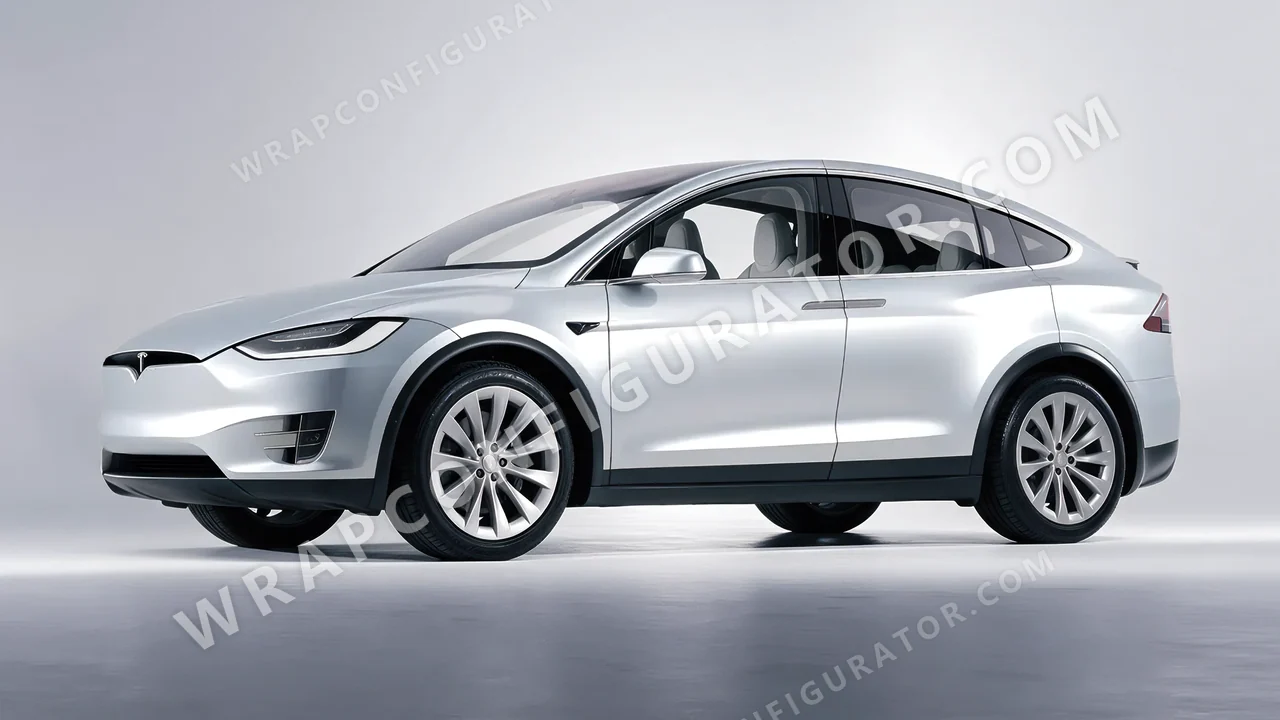 Grey Tesla Model X 2017 wrapped in Inozetek Dynamic PPF Silver DPPF803