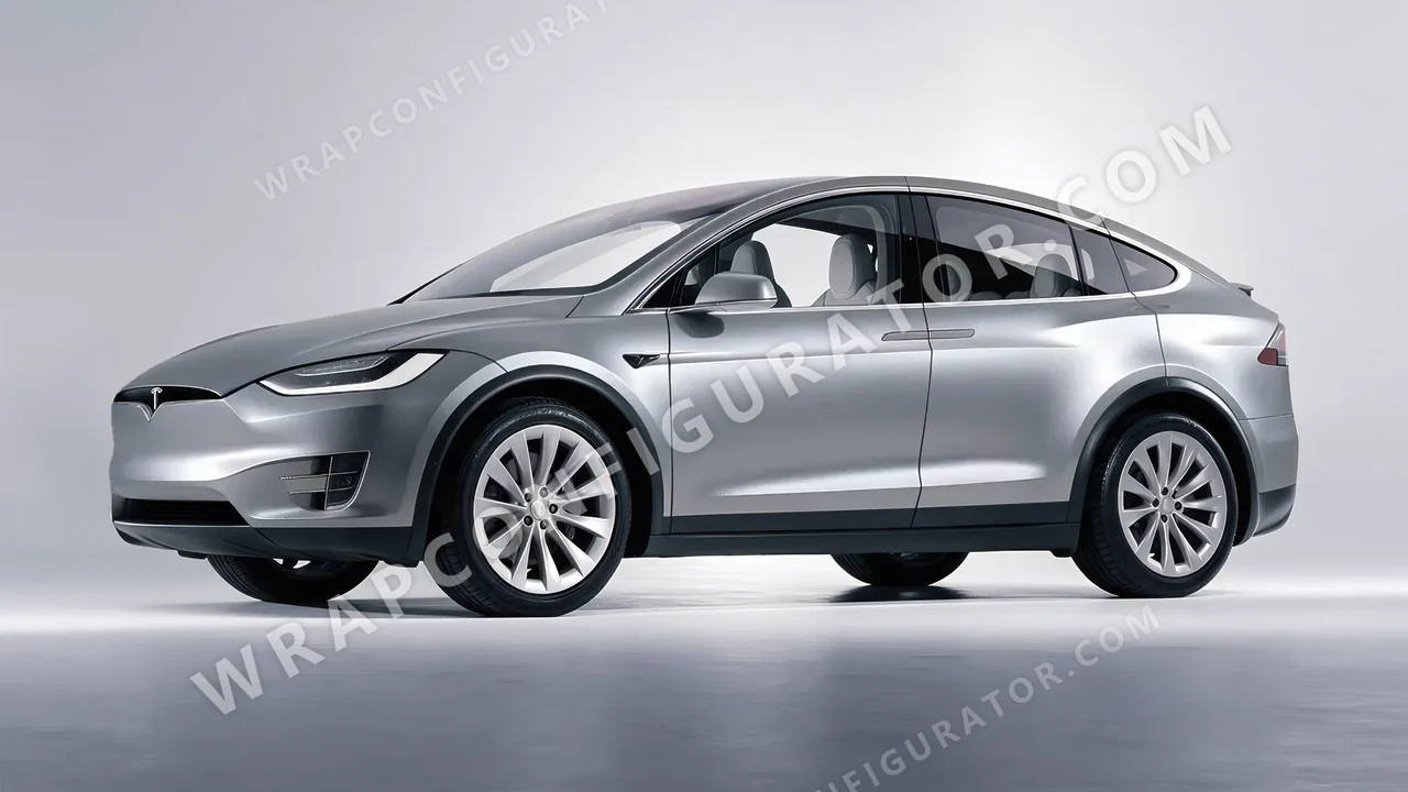 Grey Tesla Model X 2017 wrapped in Inozetek Dynamic PPF Silver DPPF808