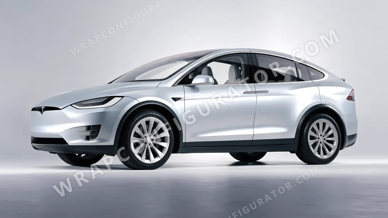 Grey Tesla Model X 2017 wrapped in Inozetek Dynamic PPF Star Silver DPPF805