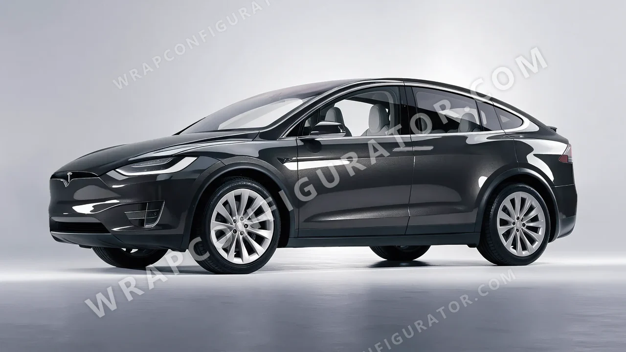 Grey Tesla Model X 2017 wrapped in Inozetek Dynamic PPF Tungsten Grey DPPF907