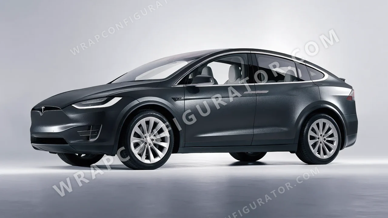 Grey Tesla Model X 2017 wrapped in KPMF Matt Anthracite K75320