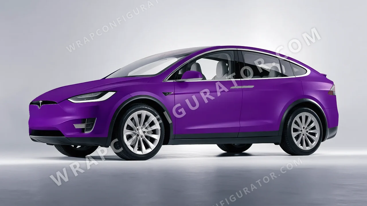 Grey Tesla Model X 2017 wrapped in KPMF Matt Iced Amethyst Titanium K75568