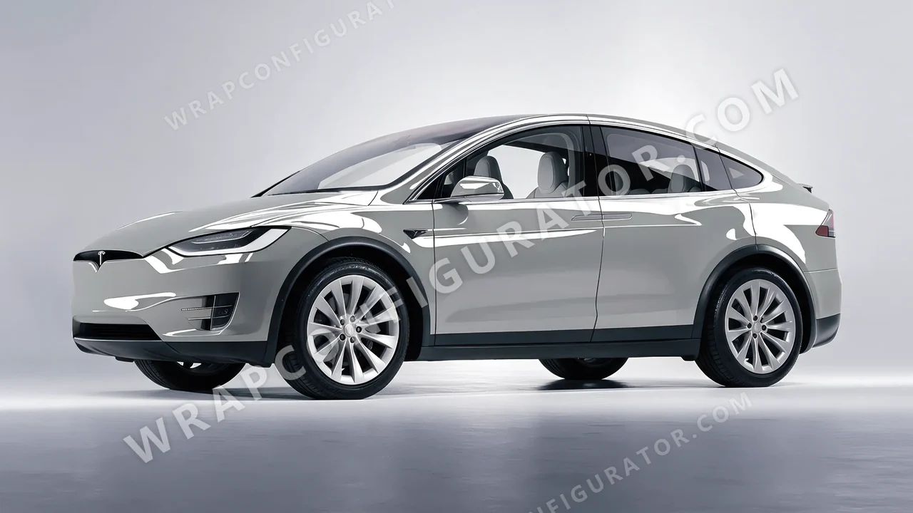 Grey Tesla Model X 2017 wrapped in KPMF Ominous Grey K75415