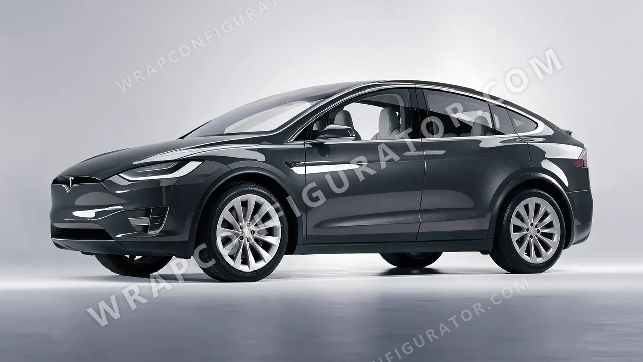 Grey Tesla Model X 2017 wrapped in ORACAL Anthracite 970RA-093G