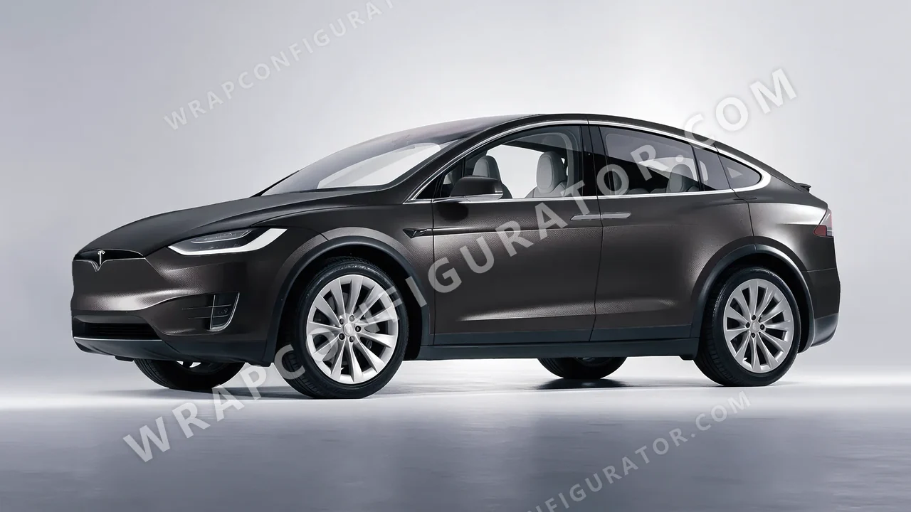 Grey Tesla Model X 2017 wrapped in ORACAL Anthracite 970RA-093M