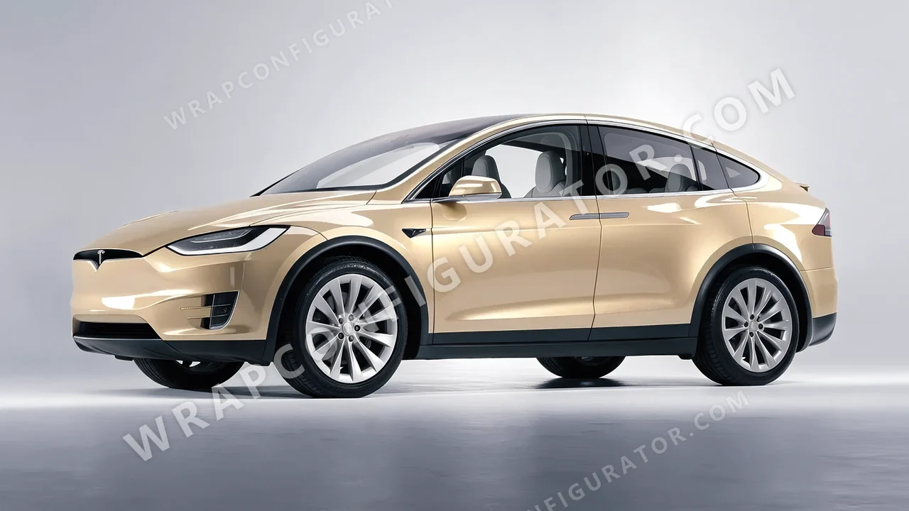 Grey Tesla Model X 2017 wrapped in ORACAL Brass 970RA-922G