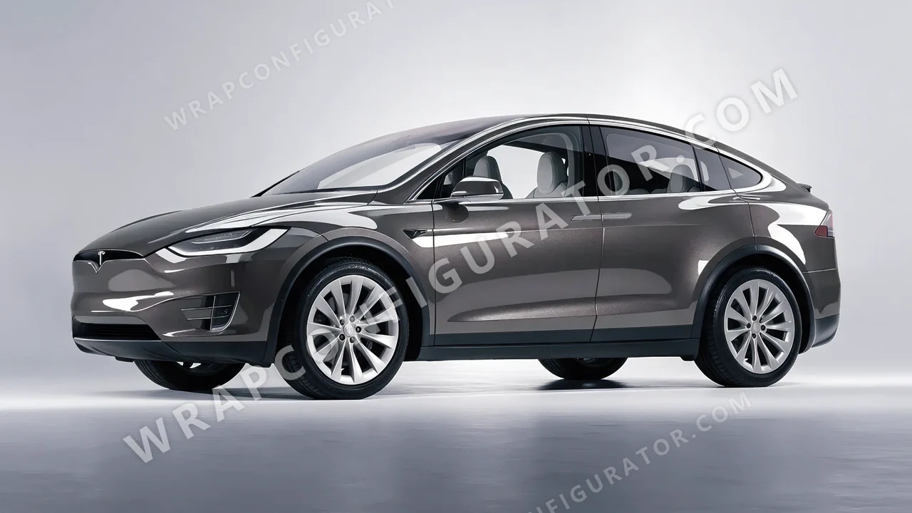 Grey Tesla Model X 2017 wrapped in ORACAL Grey Cast Iron 970RA-935G