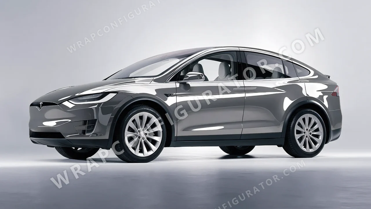 Grey Tesla Model X 2017 wrapped in ORACAL Telegrey 970RA-076G