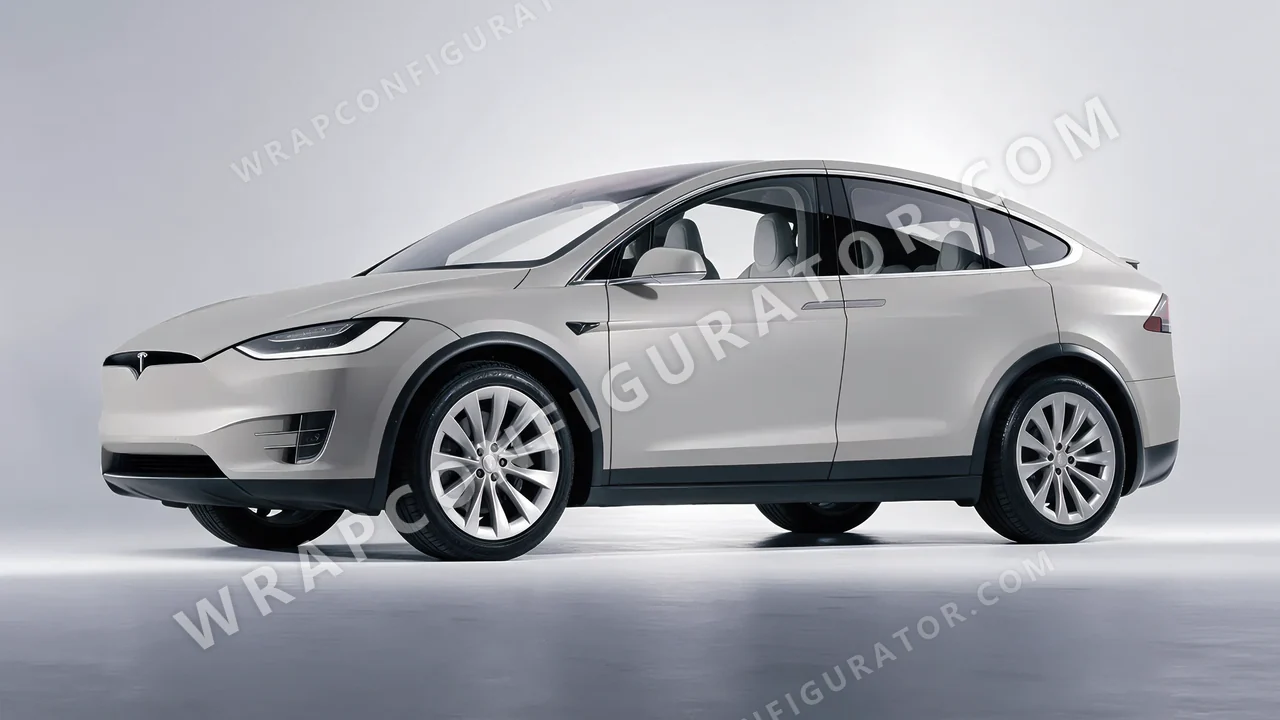 Grey Tesla Model X 2017 wrapped in ORACAL Telegrey 970RA-076M