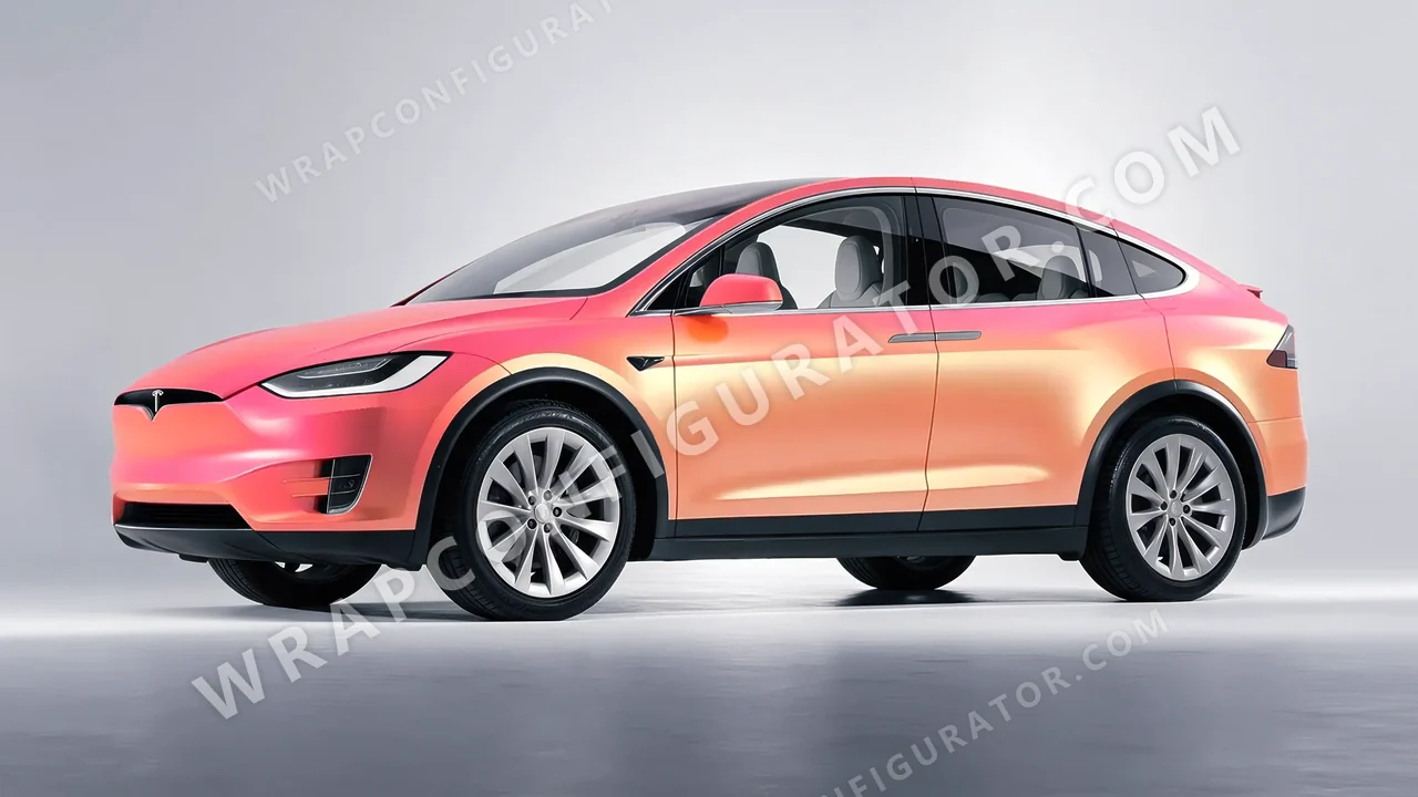 Orange Tesla Model X 2017 wrapped in 3M Electric Coral SP213