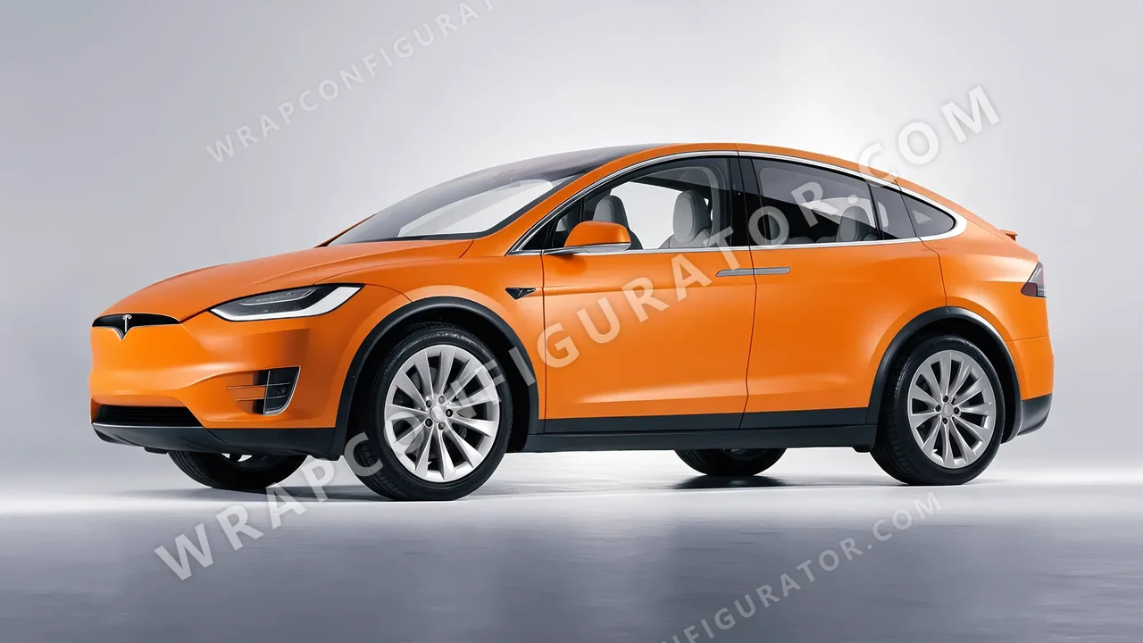 Orange Tesla Model X 2017 wrapped in Avery Dennison Orange SW900-321-O