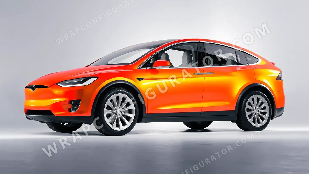 Orange Tesla Model X 2017 wrapped in Colourshield PPF by HyperPro Deep Orange GSF11-P