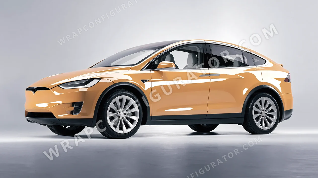 Orange Tesla Model X 2017 wrapped in ORACAL Copper Kiss 970RA-313G